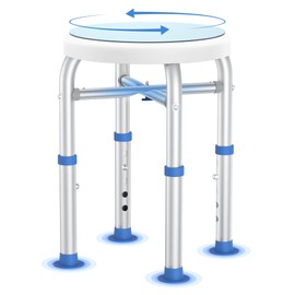 Swivel Shower Stool for Inside Shower, 360° Rotating Shower Seat with Heavy-Duty Support Up to 300lb, Adjustable & Non-Slip Chair for Senior Elderly Disabled Pregnant