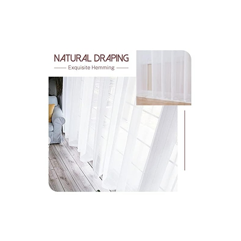 MRTREES Kitchen Net Curtains for Windows 45 Drop, White Sheer