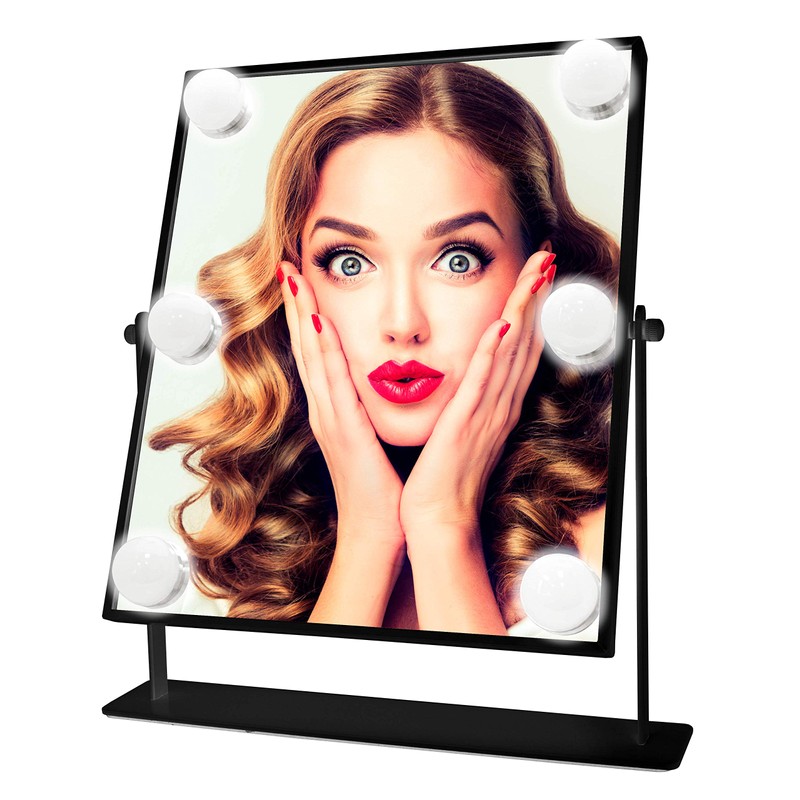 Danielle LED Hollywood Mirror- 6 Super Bright LEDs, Black