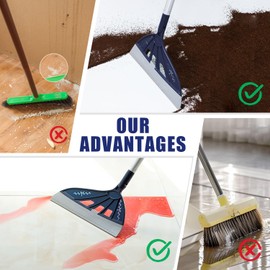 Magic Air Silicone Broom Sweeper, Multifunction Silicone Broom, Household Squeegee for Floor Cleaning, Bathroom, pet Hair, Blue Dog Brush Set (Blue)