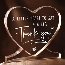 Encoink Thank You Gift for Women- Heart-Shaped Acrylic Desk Decor Thank You Plaque, Colleagues Friends Teacher Appreciation Gifts