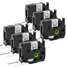 Markurlife TZe-241 18 mm Compatible with Brother P-Touch Tapes 18 mm Black on White TZe241 TZ Tape 18 mm White Ptouch Label Tape for Brother PTouch PT H107B H100LB H110 D210 E100 D600VP 1000, Pack of