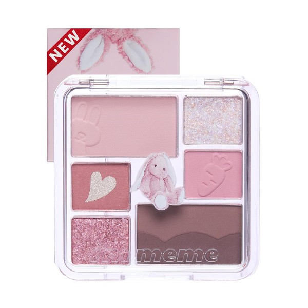 I'M MEME Wonder Soft Layer Palette - 7 Shades | Portable Size, Versatile, Blendable, Neutral Colors with Soft Texture, 02 My Bunny, Sweet Valentine's Day Gift for Women and Girls, 0.23 Oz