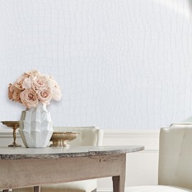 Cismmy Peel & Stick Wallpaper - White Crocodile, 15.7" x 197", Removable, Easy Peel Off, Renter Friendly, Textured