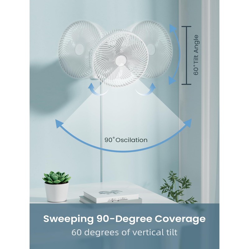 10 Inch Quiet Wall Mount Oscillating Fan with Remote &