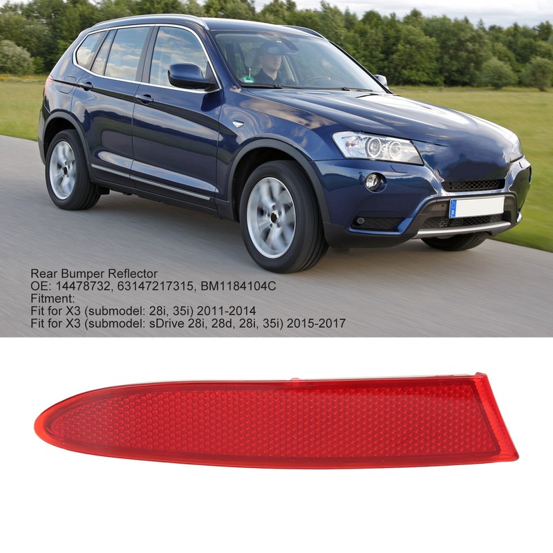Rear Left Bumper Reflector Waterproof Red Lens Safe Driving 63147217315