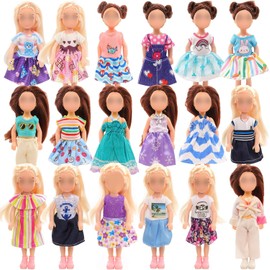 Miunana 12 Clothes Shoes for 6 Inch 15 cm Dolls = 10 Dresses + 2 Shoes for Girls Dolls
