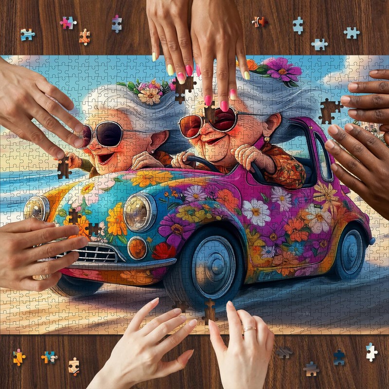 1000pcs Happy Grandma Paper Puzzle - Large Puzzle Toy Adult