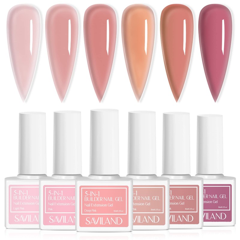 Saviland 5-in-1 Color Gel, Pink Type, 6 Colors x 0.4