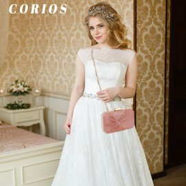 CORIOS Pleated Evening Bag Sparkly Sequin Clutch Bag for Women Sparkly Handbag Bridal Wedding Purse Elegant Crossbody Bag Glitter Wedding Banquet Cocktail Prom Party Shoulder Bag Champagne