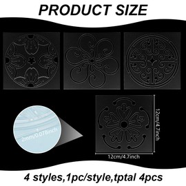 FREEBLOSS 4pcs Acrylic Sashiko Stencil Kit Plastic Sashiko Stencil Cherry Blossoms Sashiko Pattern Template Acrylic Embroidery Tool Geometric Sashiko Pattern Template Drawing Line 4.7 * 4.7inch