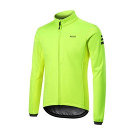 ARSUXEO Winter Cycling Jacket for Men Softshell Fleece MountainBike Biking Bicycle Jacket Thermal Windbreaker Neon Green Medium