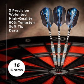 Viper Astro 80% Tungsten Soft Tip Darts with Storage/Travel Case, Blue Rings, 16 Grams