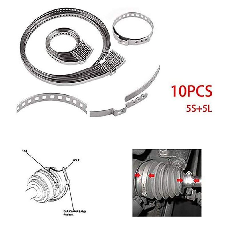 Motoparty Universal Adjustable AXLE CV Joint Boot Crimp Clamp Kit,Stainless