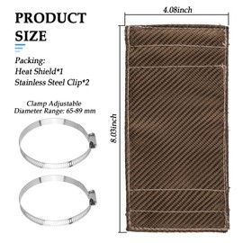 4x8" Titanium Exhaust Heat Shield with 2 Clamps,Exhaust Wrap Motorcycle Heat Shield for Heats Insulation,2-layer Exhausts Heats Wrap Can Withstand 1832°F Transient Temperature