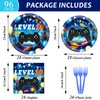 96Pcs 10th Birthday Video Game Party Supplies Blue 10th Plates