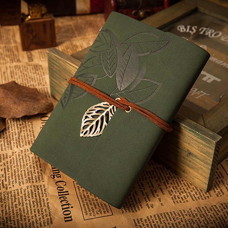 EvZ Vintage Dark Green PU Leather Cover Loose Leaf Blank