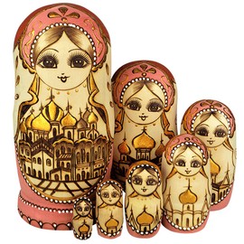 YAKELUS professionelle Matrjoschka-Marke 7 Stücken Matroschka, Matruschka, Matrjoschka,Russian Nesting Dolls,7-TLG handgemacht Das Lindenholz Geschenk Spielzeug 0707