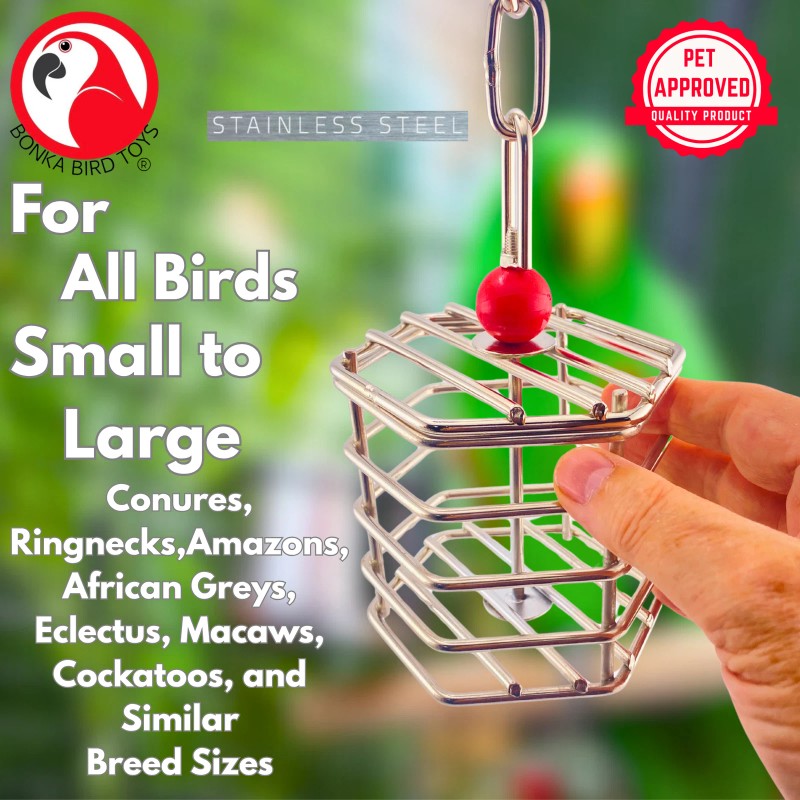 Bonka Bird Toys 00196 Small Stainless Steel Baffle Cage Treat