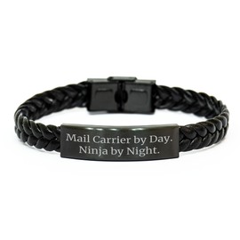 Mail Carrier by Day Ninja by Night Interlaced Leather Bracelet for Valentine's Unique Gifts from Men to Mail Carrier Friends