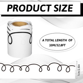 FYSUIMU 32.8 Ft Boho Squiggles Bulletin Board Border Minimalist Border Trim Self Adhesive Black White Bulletin Board Stickers Roll for School Classroom Office Party Decor