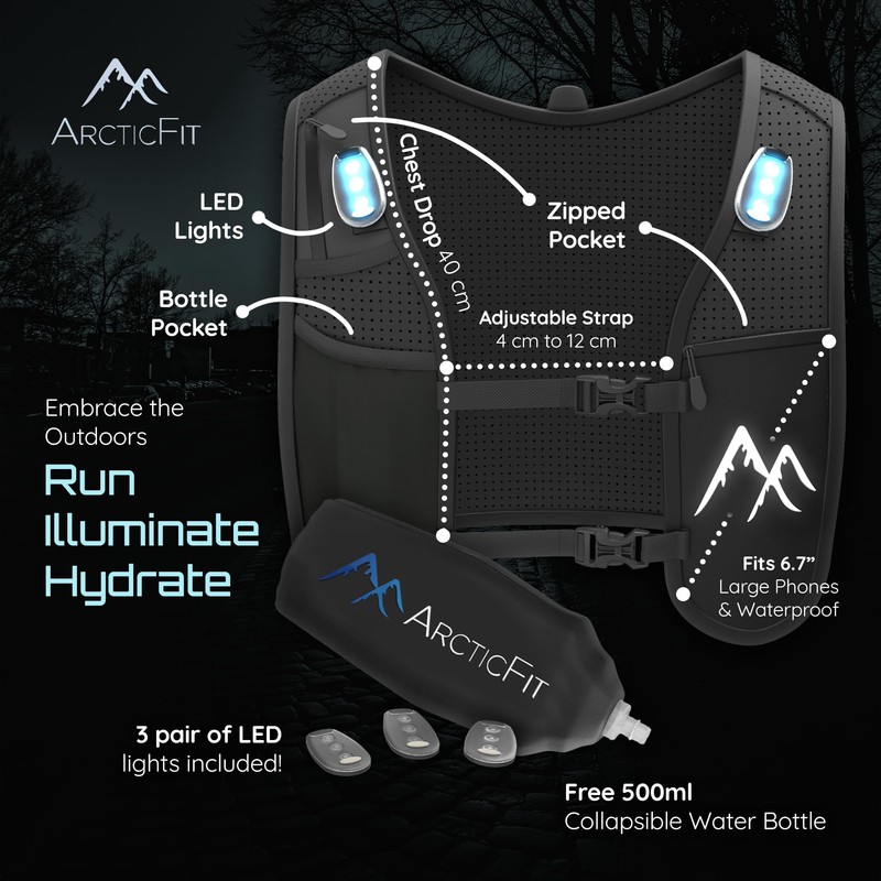 Pink ArcticFit LED Running Vest - Adjustable Unisex Reflective Vest