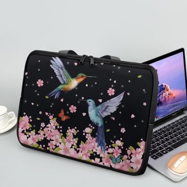 Sepetwhos Laptop Bag Case Womens Mens Leather Briefcase with Handle Casual Computer Carrying Bag Cover 10 Inch- 17 Inch, Hummingbird, 2XL: 17 inch