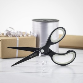 Rapesco 1597 Titanium Lightweight Soft Grip Paper Scissors, Black and Light Grey, Set of 3