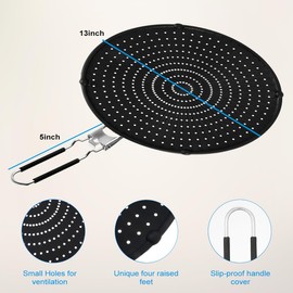 Silicone Splatter Screen, Silicone Splatter Screen for Frying Pan 13", Foldable Grease Splatter Guard Heat Resistant Oil Splash Guard, Non Stick, For Daily Cooking and Baking(Black)