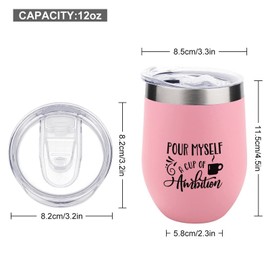 Christmas Tumbler Pour Myself A Cup Of Ambition Lyrics Travel Tumbler Mug Drink Cup For Home Office Travel Party For Hot Cold Drinks 12 OZ Pink Tumblers Christmas Gifts Mug
