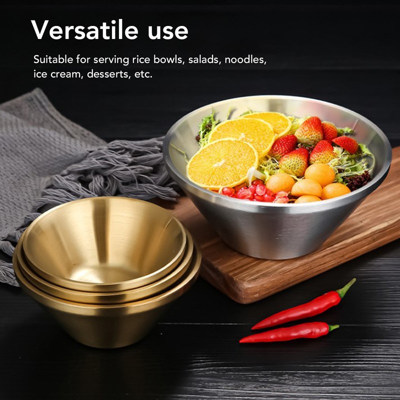 304 Stainless Steel Salad Bowl Double Layer Metal Round Bowl