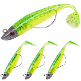 HOTUT Rubber Fish Set, 3 Pieces Fishing Lures with Jig Head, Rubber Bait for Trout, Zander Perch, Artificial Bait Fishing Equipment, Artificial Bait Pike Bait, Sweet & Saltwater, Men's Fishing Gifts