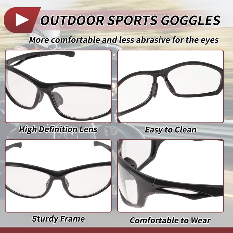 Hihaha 1 Pc Motorcycle Riding Goggles PC Clear Lens Black