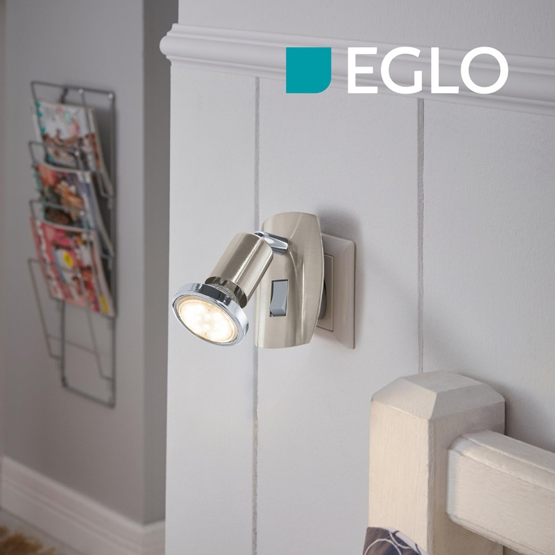 EGLO Mini LED Socket Spotlight, Socket Lamp with Switch, Swivelling