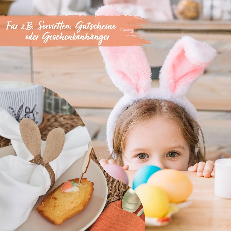 Papierdrachen 4 Rabbit Ears Napkin Rings - Muslin Look -
