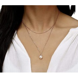 Delicate Layering Necklace, Gold Gemstone Necklace, Double Strand Layered Necklace Set, Single Pearl Necklace, Bridesmaid Gift