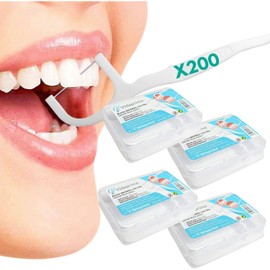 VidaPrime Filo Interdentale con Manico Comfort - Forcella Interdentale Riutilizzabile, Confezione da 200 Pezzi - Filo Interdentale per Bambini e Adulti, Forcelle Interdentali, Pulizia Dentale.