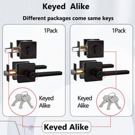 NEWBANG Square Heavy Duty Keyed Entry Combo with deadbolt and Lever Door Handle in Matte Black (for Entrance/Exterior/Front/Office Door) Left or Right Handed HD1601-D105-DB-SET-BR-2P