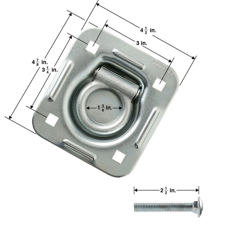D-Ring Recessed 6,000 lb. Tie Down and Backing Plate w/2-1/2