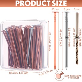 Gisafai 67 Pcs Copper Nails Tree Stump Killer Set, Include 40 Copper Nails for Killing Trees, Stumps and Roots 3.5 Inch Stump Removal Spikes with 4 Steel Nails 2 Drill Bit Nails and Storage Box