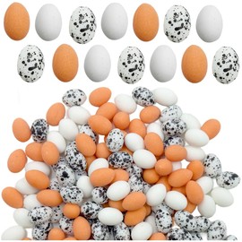 Suartus Mini Easter Eggs for Crafts, 60Pcs Artificial Miniature Eggs Fake Resin Chicken Bird Eggs for DIY Crafts Easter Spring Party Decorations Photo Props Table Garden Outdoor Bird Nest Decor