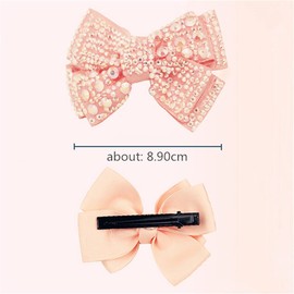 AKOAK 1 Pack Full Diamond Double Bow Barrette Party Girl Hair Accessory with Shiny Edge Clip for Children's Hair Accessories (6 Colors Optional) (Yellow)