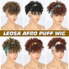 LEOSA Black Headband Wig with Bangs for Black Women Afro