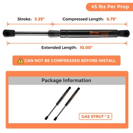 PAMAGOO 10159-31 10 inch 45 lbs Gas Struts, ML99-45 10" 200 N Toolbox Lid Shocks for Weatherguard Aluminum Truck Tool Box Lid, Boat Storage Lid Support Replacement Spring, Qty 2