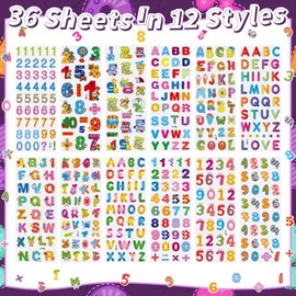 36 Sheets 3D Letter & Number Stickers - 900+ Reusable ABC, 123 Learning Stickers | Non-Toxic PVC Foam | Teacher Supplies, Crafts, Kids Activities
