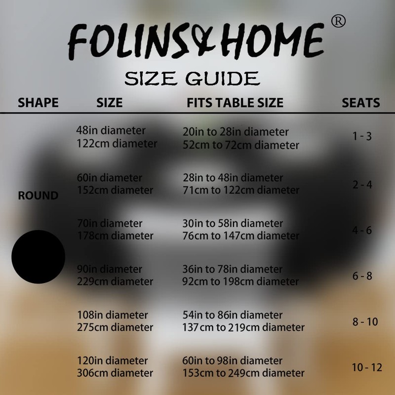 FOLINS&HOME Black Round Tablecloth 60 Inch Waterproof Heavy Duty Wrinkle