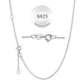 Suplight 925 Sterling Silver Chain Necklace Chain for Women Girls-1.5mm Sterling Silver Chain Necklace Thin & Sturdy-Adjustable Length-Italian Quality 22 Inch