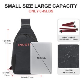 IX INOXTO Crossbody Sling Bag for Men Women,Sling Backpack Shoulder Chest Bag Daypack with 500ML Soft Flask for Hiking Travel (Black With 500ML)