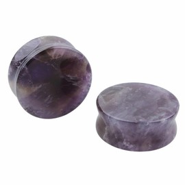 Decentraland Amethyst Organic Stone Ear Gauge Earrings Stud Jewellery 5 mm (4 g) Pack of 2, Stone