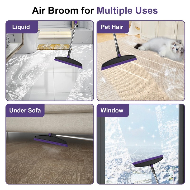 Broom with Dustpan Combo Set and Silicone Air Broom Kit,
